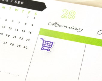 Shopping Cart Planner Stickers - Grocery Trip Tracking Icons, ECLP colors