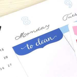 24 &quot;To Clean&quot; Planner header stickers for 2025-26 ECLP 7x9 vertical, Cleaning reminder, spring cleaning chore list tracker, Hexagon, Bouquet