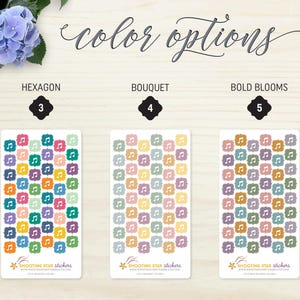 48 pegatinas para planificador musical: icono de nota musical, recordatorio de práctica de DJ para lecciones de música, baile, canto, coro, recital, concierto, colores ECLP 2025-2026 imagen 3