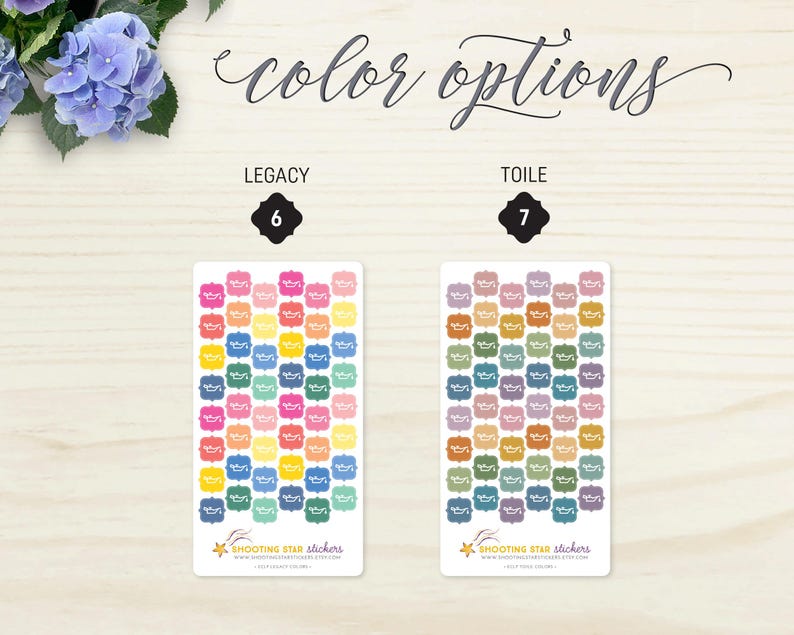 Pode incluir: Duas folhas de adesivos com designs coloridos. Uma folha apresenta uma variedade de cores brilhantes, enquanto a outra tem tons suaves. O texto "color options" est&aacute; escrito em it&aacute;lico no topo. A marca "Shooting Star Stickers" est&aacute; na parte inferior de cada folha.