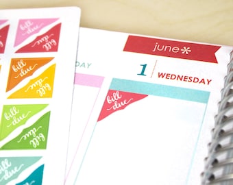Bill Due Corner Planner Stickers, Payment Reminders (48 ct)