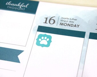 48 Pet Reminder Planner Stickers, paw print icon, dog cat veterinarian, grooming appointment, dog park walk reminder, 2025 2026 EC colors
