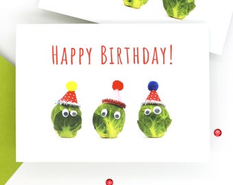 Brussels Sprouts Birthday Greeting Card Set of 5