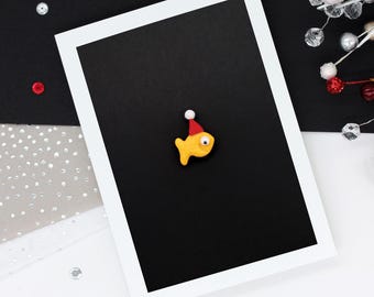 Goldfish Santa Greeting Card Set of 5