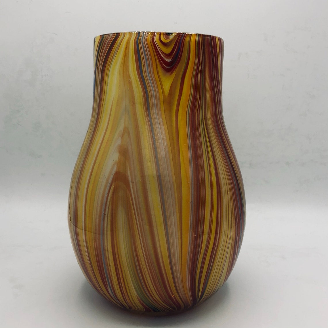 Multicolored Swirl Art Glass Vase Etsy