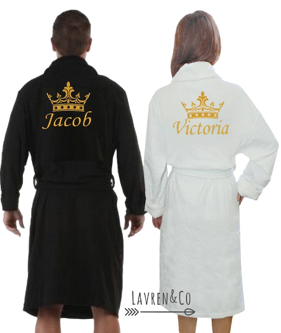 Personalised Dressing Gown, Bath Robe, Customised Robe, His and Hers Robes,  Wedding Gift, Embroidered Name, Couples Robes, Personalised Robe -   Denmark