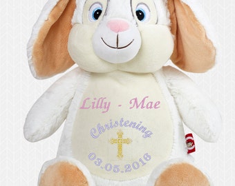 Personalised soft toy, bunny plush toy, newborn personalised gift, birthday gift, Stuffie bunny toy, Birth announcement toy, Birthday bunny