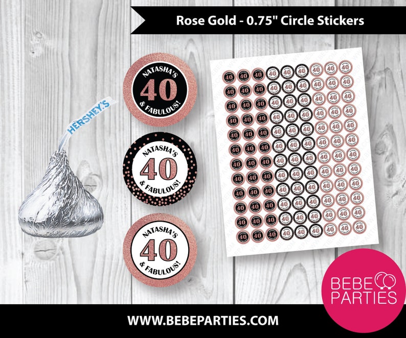 Printed and Ready to Use! Set of 108 Stickers per Page PRINTED Rose Gold 0.75 Circle Stickers PERSONALIZED with Name and any Age