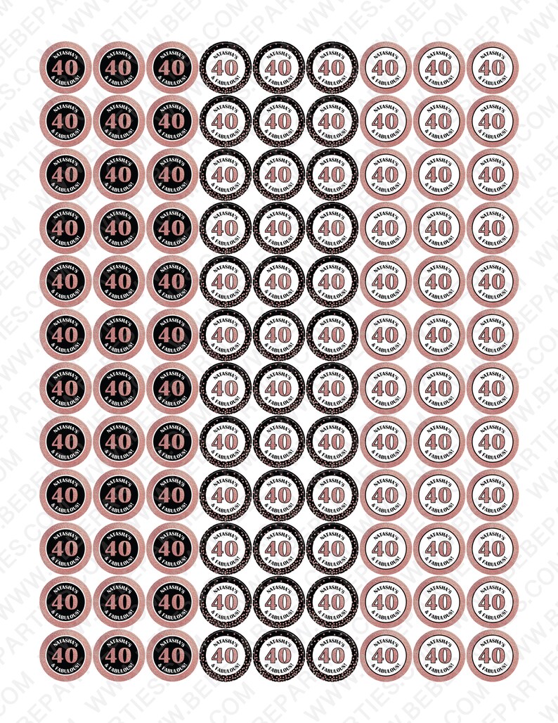 Printed and Ready to Use! Set of 108 Stickers per Page PRINTED Rose Gold 0.75 Circle Stickers PERSONALIZED with Name and any Age