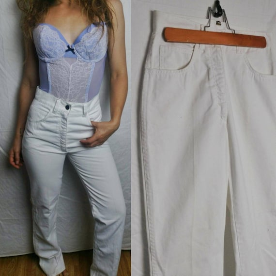 white bootcut trousers
