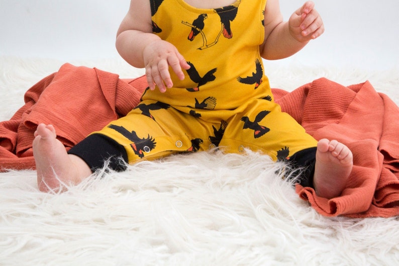 Gang gang Black cockatoo Romper Organic Cotton image 5