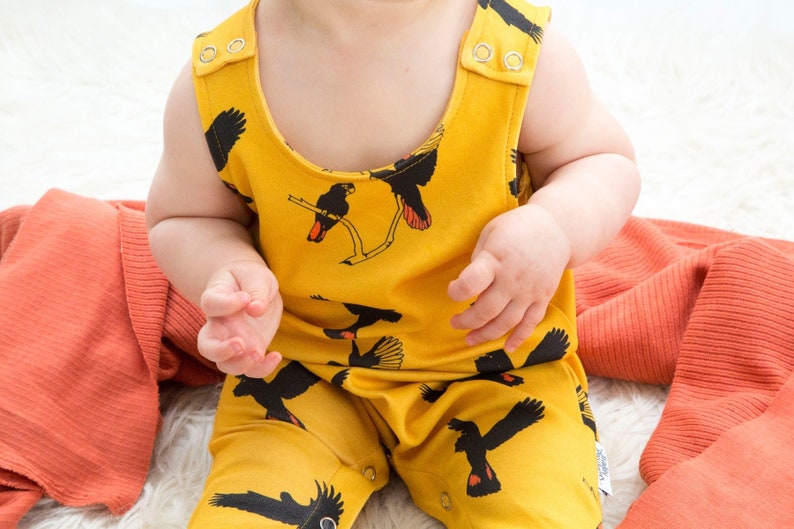 Gang gang Black cockatoo Romper Organic Cotton image 2