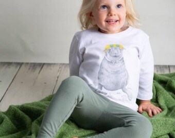 Sea Lion , Australian Sea Lion 3/4 long sleeve , Children's Tee , Organic TShirt , Australian Made Dusty Road Apparel