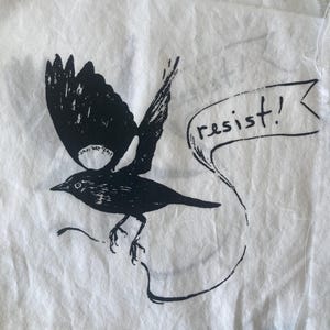 Tygmärke med rödvingemotiv för koltrast || Återvunnet fågeltygmärke || Sy-på-tygmärke med Resistance || skärmtryckt bomullstygmärke