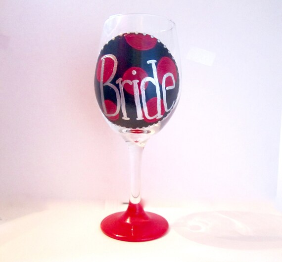 Items similar to Hand Painted Wine Glass, Bride Gift Ideas, Bridal