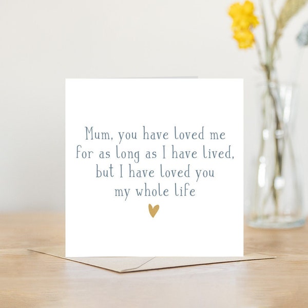 Mothers day card for Mum | happy mothers day card with cute poem | personalised thank you mum card for mummy mother | pink and gold