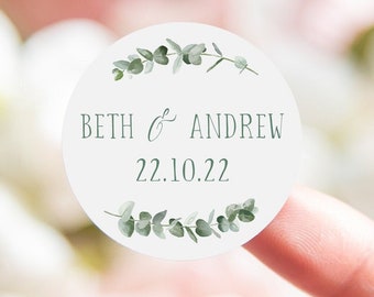 Eucalyptus wedding stickers | wedding labels | eucalyptus greenery favor sticker | wedding favors thank you stickers | round stickers