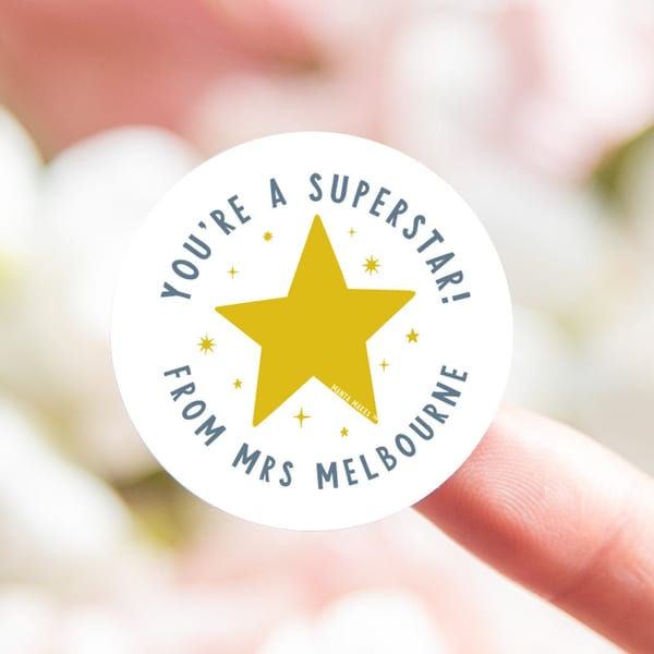 Personalised sticker superstar stickers | star stickers | star sticker | teacher sticker | custom stickers | merit sticker | sticker sheet