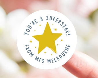 Teacher, Well Done You're A SuperStar Star Sticker
