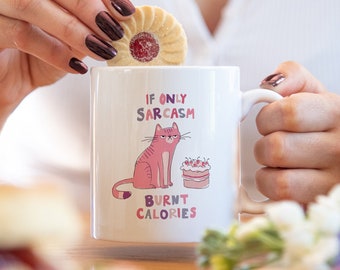 Mug chat calories brûlées sarcasme, cadeau drôle, tasse drôle, tasses comiques, tasse à café, cadeaux drôles, cadeau pour elle, cadeau de Noël, cadeau d'anniversaire