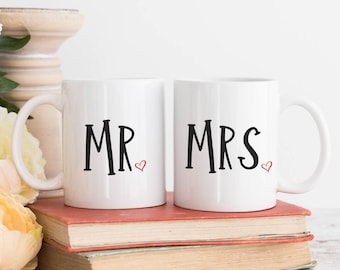 Mr and Mrs mugs, wedding gift, anniversary gift, wedding gifts, gift for him, gift for her, wedding present, christmas gift