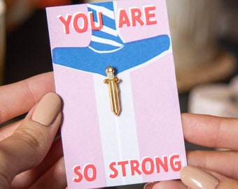 So strong sword enamel pin | brave lapel pin | be brave pins | hard enamel pin |  lapel enamel pins, pin badge | gift for her birthday gift