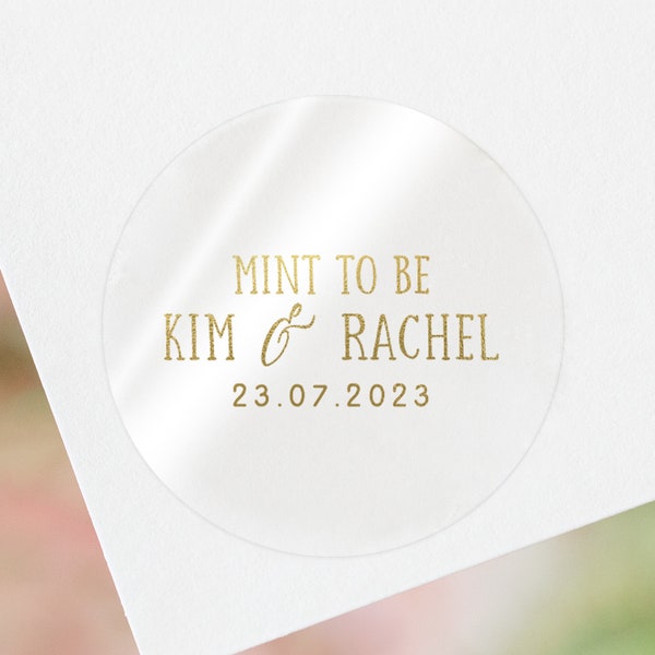 Foil gold personalised simple minimalist mint to be wedding stickers | mint to be favor labels | labels for mints | mint wedding favours