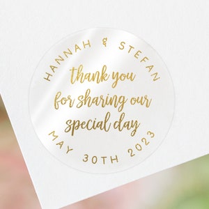 Wedding thank you stickers | transparent stickers custom labels | gold foil stickers | wedding favors thank you tags | wedding favor labels