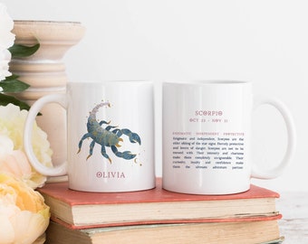 Scorpio zodiac themed mug | gift for her born in October / November Birthday | Scorpio birthday gift