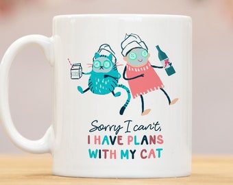 Plans with my cat mug, cat lover gift, crazy cat lady, cat lover, cat, cats, cat mom, cat mum gift, gift for cat owner