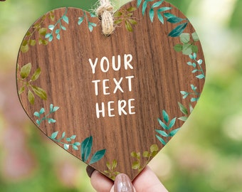 YOUR TEXT HERE Wooden Heart - Hanging Wooden Heart Mum Gift - Sentimental - Personalised Custom - Pocket hug - Gift for friend - AM95