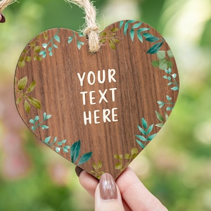 YOUR TEXT HERE Wooden Heart - Hanging Wooden Heart Mum Gift - Sentimental - Personalised Custom - Pocket hug - Gift for friend - AM95