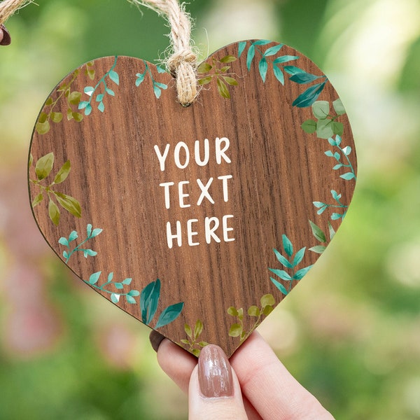 VOTRE TEXTE ICI Coeur en bois - Coeur en bois à suspendre pour maman - Sentimental - Personnalisé - Câlin de poche - Cadeau pour un ami - AM95