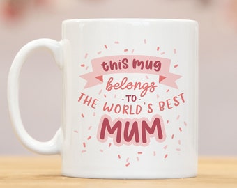 Mejor taza de mamá, regalo de madre, regalo para ella, regalo de abuela momia para mamá, regalo del día de las madres rosa, esposa para hermana, regalo de cumpleaños, regalo, mg044