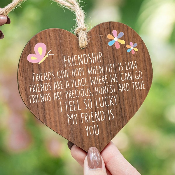 Lucky my friend is you, Best friend gift, friend gift, gift for her, best friend, sister gift, girl friend gift, wooden heart, rustic,AM8