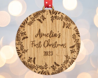 Baby first christmas, baby ornament, baby's first, baby's first christmas, christmas gift, babys first, baby christmas, OAK13