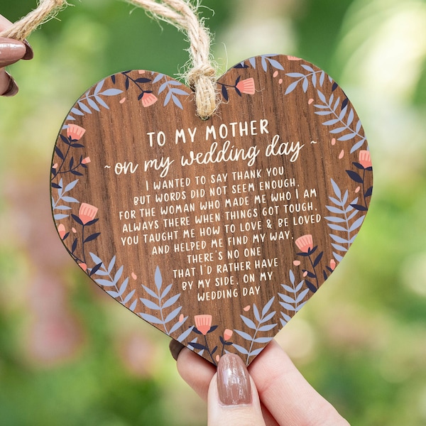 Mutter der Braut Geschenk - hängendes Holzherz Mama Geschenk - An meinem Hochzeitstag - Holzandenken - Junggesellinnenabschied - Geschenk für Mama - AM17