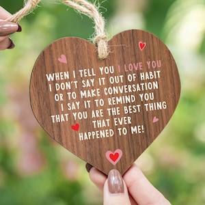 I love you gifts gift for wife when I tell you I love you wooden heart plaque romantic gift AM20