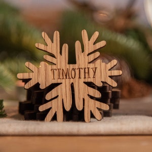 Personalised Christmas snowflake place name for dinner table place names decor setting decoration table decorations decoration image 1