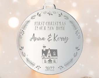 Personalised First Christmas in our New Home Bauble | Wooden Xmas Tree Decoration | Couple Christmas Keepsake | First Christmas New Home