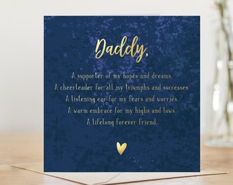 thank you daddy card | gold foil blue luxury poem card | fathers day | birthday card | thank you positivity cards