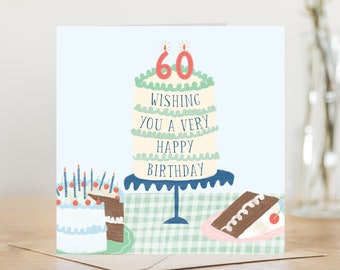 60th birthday card | illustrated 60 birthday card | 60th birthday | happy 60th birthday | happy 60th | 60th card for her or him