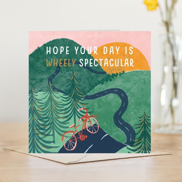 Illustrierte Geburtstagskarte für einen Radfahrer | Wheely spektakuläre personalisierte innen | Radsport Fan Fahrrad Radsport Fahrrad Triathlet Rennrad
