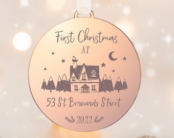 Personalised First Christmas in New Home Gift, Silver Acrylic Bauble, New Home Bauble, 1st Christmas in New Home, First Home Christmas Gift