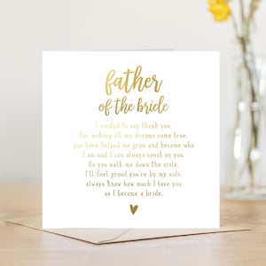 Father of the bride wedding day card | on my wedding day card from daughter | wedding card keepsake | personalised card