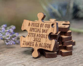 Hochzeit, Gastgeschenke, Hochzeitsgeschenke, Hochzeitsdekor, rustikale Hochzeit, Puzzle Gastgeschenke, rustikale Hochzeit, personalisiertes Geschenk für Gunstbox MM