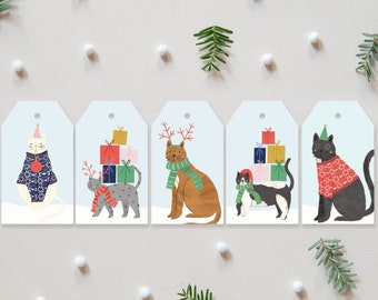 Cat christmas gift tags | christmas gift tag holiday gift tags | gift tags | cats christmas labels xmas gift tags |custom present gift tags