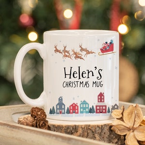 Christmas mug, Personalised, Christmas gift, Santa sleigh, Christmas mugs, winter mug, holiday mug, gifts for her, christmas gifts, mg1s