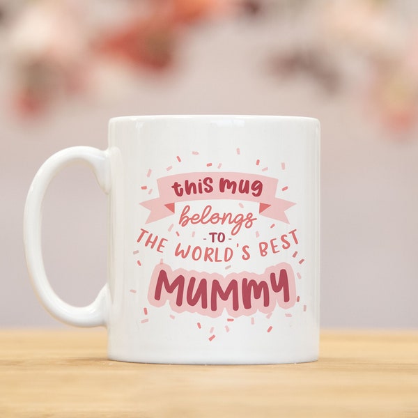 La mejor taza de mamá del mundo, regalo de madre, regalo para ella, mamá abuela, regalo del día de la madre rosa, esposa para hermana, cumpleaños, mamá oso mg045