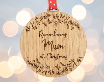 Remembrance bauble, memorial decoration, memorial gift, wooden christmas decoration, christmas memorial, tree decoration, memorial, OAK1